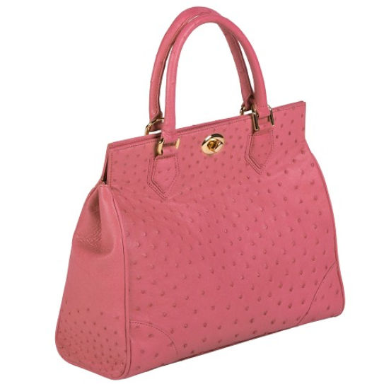 Zelli Mila Genuine Ostrich Handbag Carnation Pink