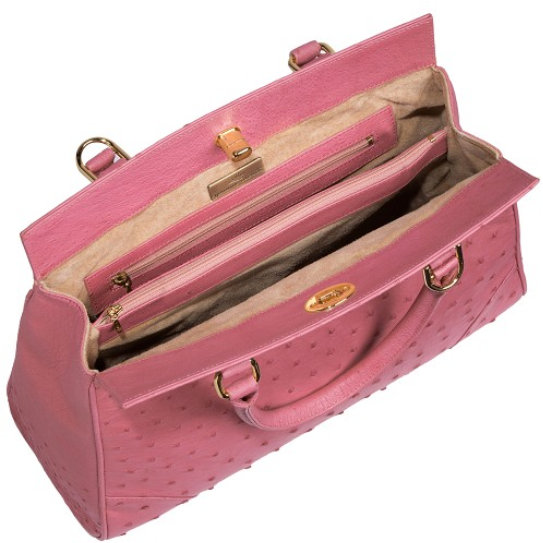 Zelli Mila Genuine Ostrich Handbag Carnation Pink