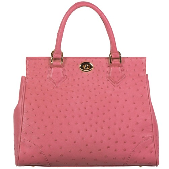 Zelli Mila Genuine Ostrich Handbag Carnation Pink