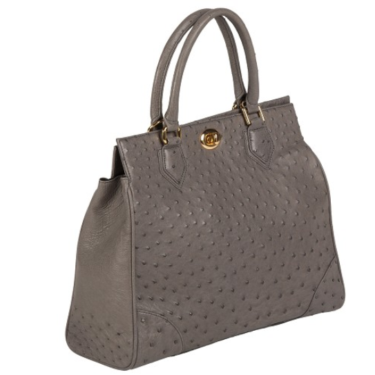 Zelli Mila Genuine Ostrich Handbag Gray