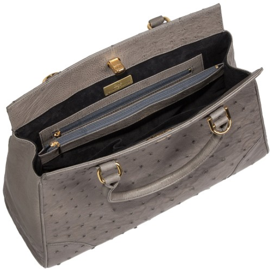 Zelli Mila Genuine Ostrich Handbag Gray
