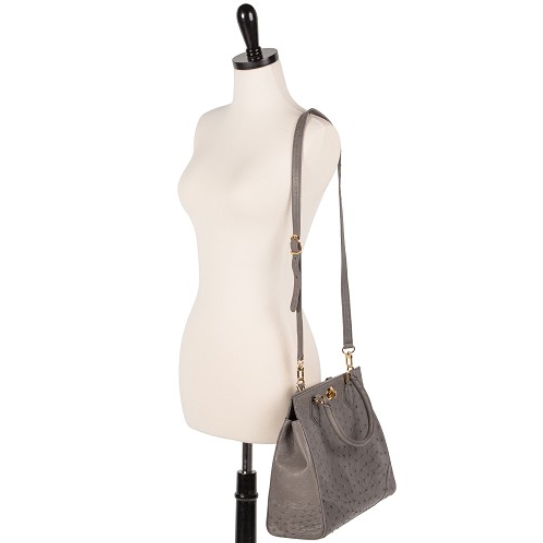 Zelli Mila Genuine Ostrich Handbag Gray