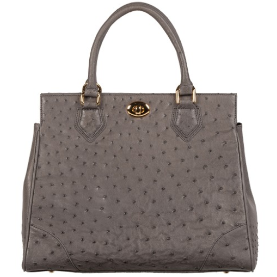Zelli Mila Genuine Ostrich Handbag Gray