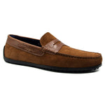 Zelli Monza Suede & Embossed Crocodile Driving Shoes Cognac