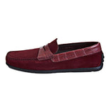 Zelli Monza Suede & Crocodile Driving Shoes Bordeaux (31-160-BDX)