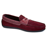 Zelli Monza Suede & Crocodile Driving Shoes Bordeaux