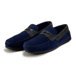 Zelli Monza Suede & Crocodile Driving Shoes Navy (31-160-NVY)