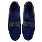 Zelli Monza Suede & Crocodile Driving Shoes Navy (31-160-NVY)