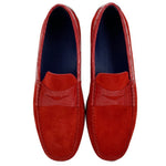 Zelli Monza Suede & Crocodile Driving Shoes Red (31-160-RED)