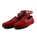 Zelli Monza Suede & Crocodile Driving Shoes Red (31-160-RED)