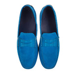 Zelli Monza Suede & Crocodile Driving Shoes Teal (31-160-TRQ)
