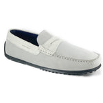 Zelli Monza Suede & Crocodile Driving Shoes White