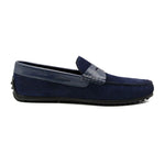 Zelli Monza Suede & Embossed Crocodile Driving Shoes Navy (31-161-NVY)