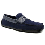 Zelli Monza Suede & Embossed Crocodile Driving Shoes Navy