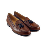 Zelli Naples Calf & Crocodile Tassel Loafers Cognac