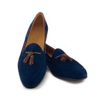 Zelli Naples Suede & Crocodile Tassel Loafers Navy (16-584-NVY)