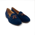 Zelli Naples Suede & Crocodile Tassel Loafers Navy (16-584-NVY)