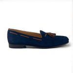 Zelli Naples Suede & Crocodile Tassel Loafers Navy (16-584-NVY)