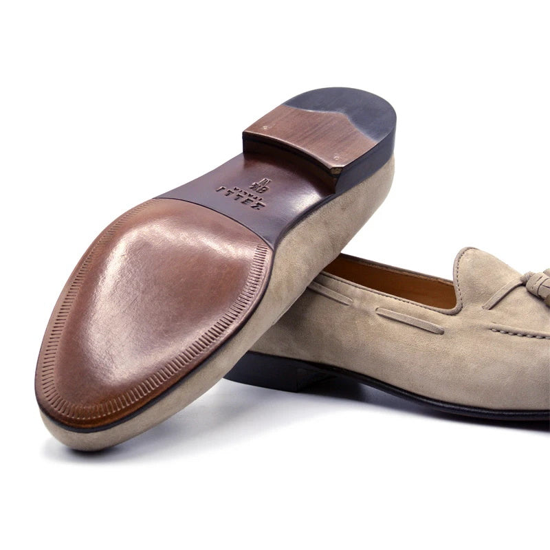 Zelli Naples Suede Tassel Loafers Bone (16-580-BON)