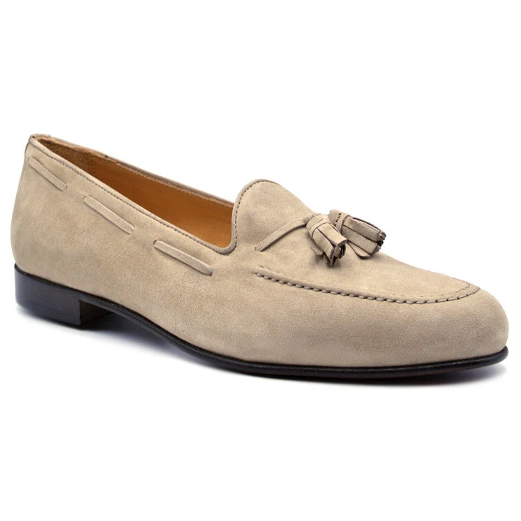 Zelli Naples Suede Tassel Loafers Bone