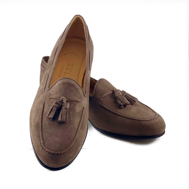 Zelli Naples Suede Tassel Loafers Mocha (16-580-MOC)