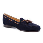 Zelli Naples Suede & Crocodile Tassel Loafers Navy (16-584-NVY)