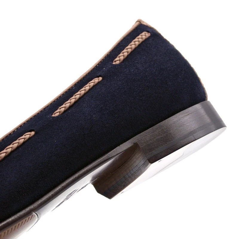 Zelli Naples Suede & Crocodile Tassel Loafers Navy (16-584-NVY)