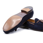 Zelli Naples Suede & Crocodile Tassel Loafers Navy (16-584-NVY)