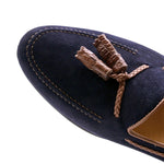 Zelli Naples Suede & Crocodile Tassel Loafers Navy (16-584-NVY)