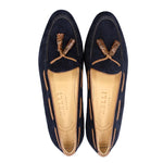 Zelli Naples Suede & Crocodile Tassel Loafers Navy (16-584-NVY)