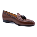 Zelli Naples Calf & Crocodile Tassel Loafers Cognac