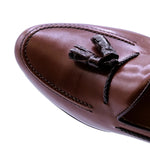 Zelli Naples Calf & Crocodile Tassel Loafers Cognac
