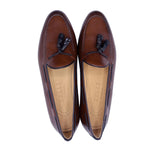 Zelli Naples Calf & Crocodile Tassel Loafers Cognac