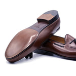 Zelli Naples Calf & Crocodile Tassel Loafers Cognac