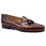 Zelli Naples Calf & Crocodile Tassel Loafers Cognac