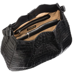 Zelli Nicki Genuine Crocodile Hobo Bag Black
