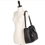 Zelli Nicki Genuine Crocodile Hobo Bag Black