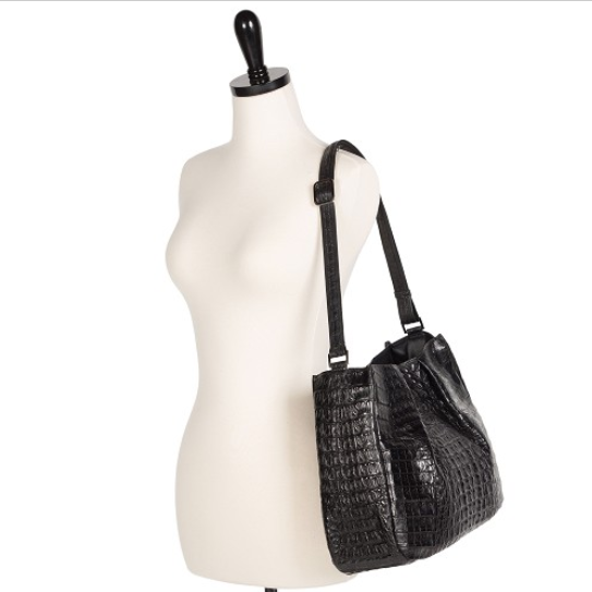 Zelli Nicki Genuine Crocodile Hobo Bag Black