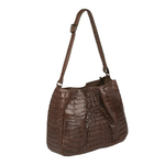 Zelli Nicki Genuine Crocodile Hobo Bag Brown