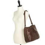 Zelli Nicki Genuine Crocodile Hobo Bag Brown