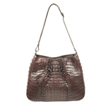 Zelli Nicki Genuine Crocodile Hobo Bag Brown