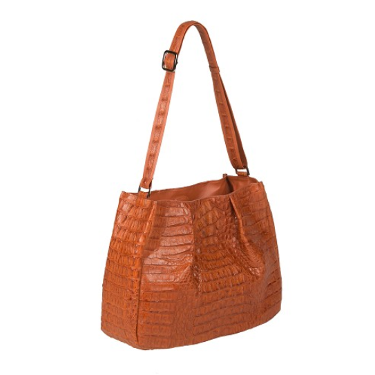 Zelli Nicki Genuine Crocodile Hobo Bag Cognac