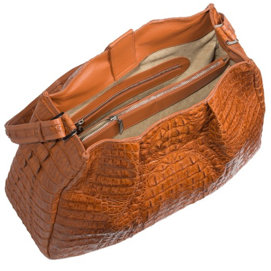 Zelli Nicki Genuine Crocodile Hobo Bag Cognac