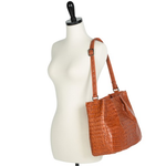 Zelli Nicki Genuine Crocodile Hobo Bag Cognac