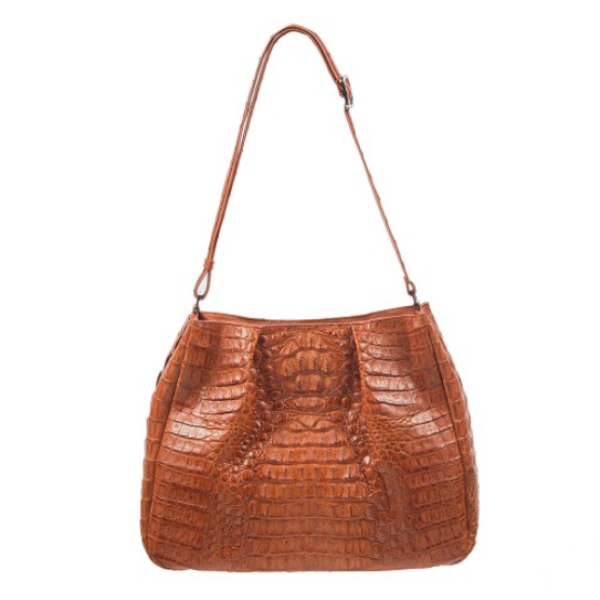 Zelli Nicki Genuine Crocodile Hobo Bag Cognac