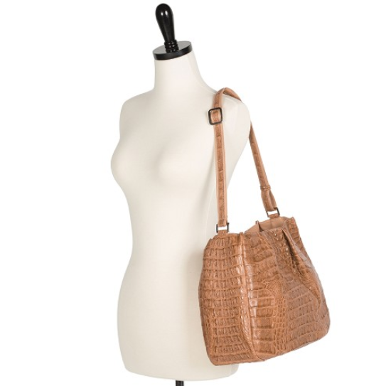 Zelli Nicki Genuine Crocodile Hobo Bag Natural
