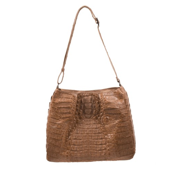 Zelli Nicki Genuine Crocodile Hobo Bag Natural