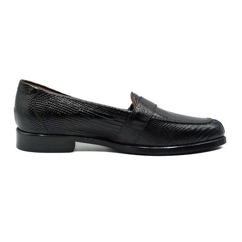 Zelli Orlando Lizard Monk Strap Shoes Black