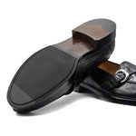Zelli Orlando Lizard Monk Strap Shoes Black