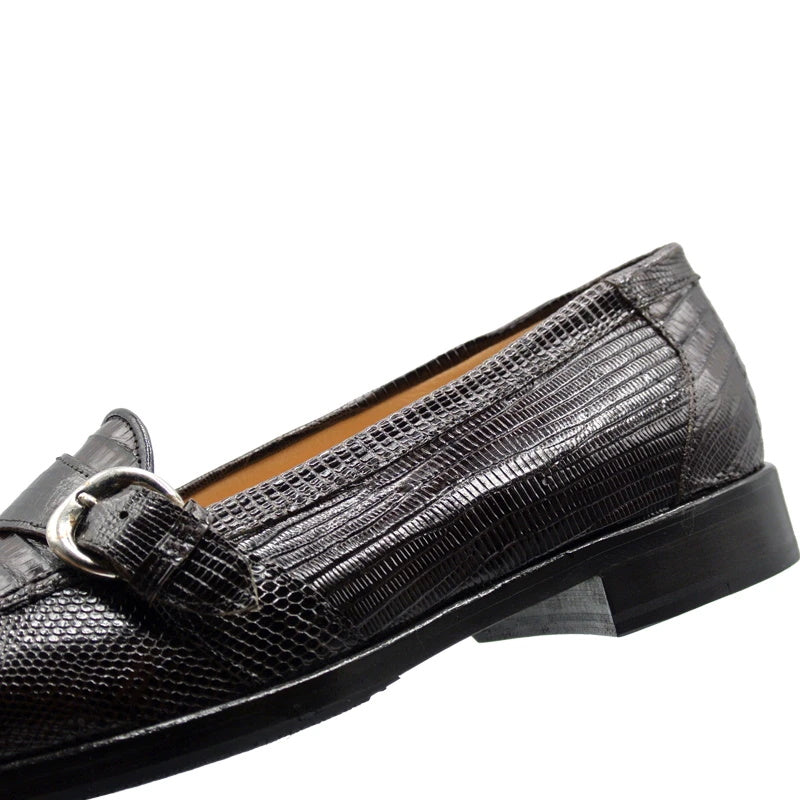 Zelli Orlando Lizard Monk Strap Shoes Brown
